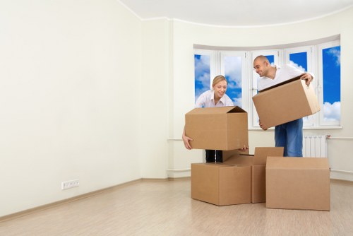 Assorted packing boxes and moving supplies in Ham