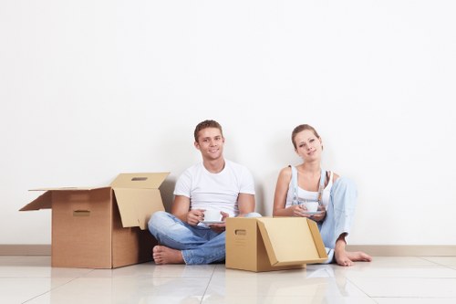 Fragile item packing materials and cardboard boxes in Ham