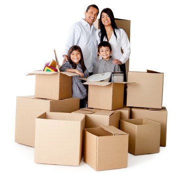 Boxes and reusable household items prepared for charity donation